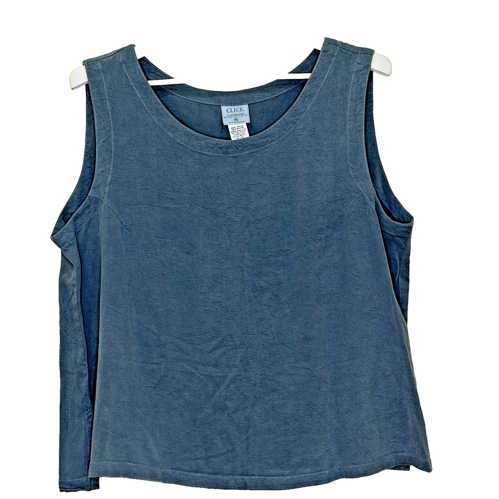 Click by Color Me Cotton Tank Top Womens Sz 1X Green Tencel Rayon Round Neck